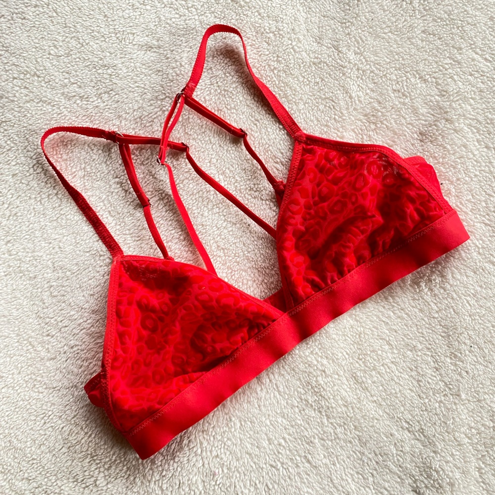 Sexy red leopard print sheer aerie bralette